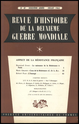 Picture of Revue d`Histoire de la Deuxième Guerre Mondiale. Année 12, N° 47