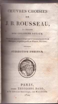 Picture of Oeuvres Choisies De J.B. Rousseau