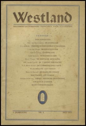 Image de Westland. Jrg I, Nr. 8, mei 1943. Kultureel-letterkundig tijdschrift voor Vlaanderen
