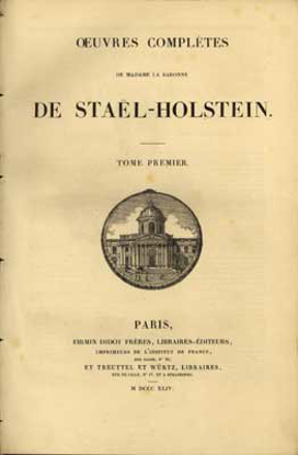 Afbeeldingen van De Staël-Holstein  - oeuvres complètes de Madame la Baronne