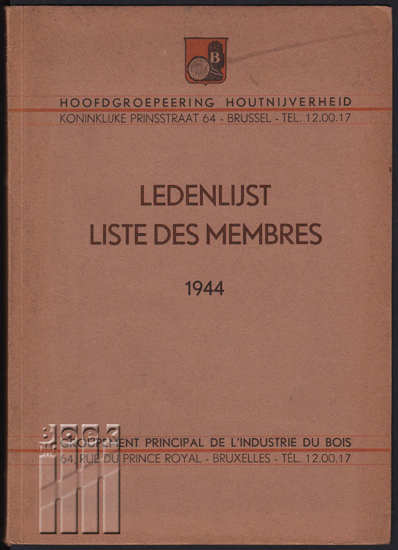 Afbeeldingen van Ledenlijst houtnijverheid - Liste des membres de l'industrie du bois 1944