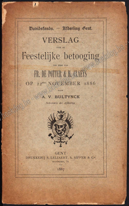 Picture of Verslag over de feestelijke betooging ter eere van Frans de Potter en Hendrik Claeys op 22sten november 1886
