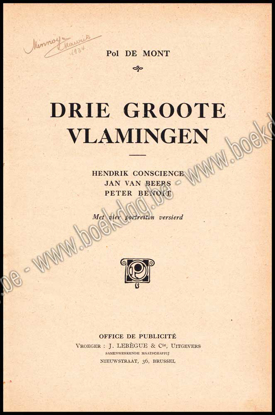 Picture of Drie groote Vlamingen. Hendrik Conscience. Jan Van Beers. Peter Benoit
