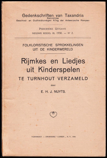 Picture of Folkloristische sprokkelingen uit de kinderwereld: Rijmkes en Liedjes uit Kinderspelen te Turnhout verzameld