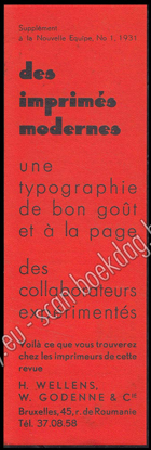 Afbeeldingen van Jos Léonard. Bladwijzer/Marque-page pour l'imprimerie Wellens-Godenne. 1931
