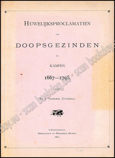 Picture of Huwelijksproclamatiën van doopsgezinden te Kampen 1667-1795