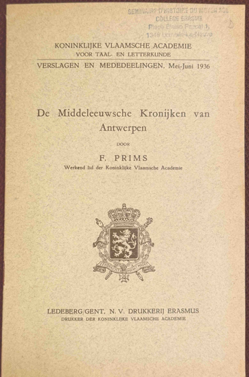 Picture of De Middeleeuwsche Kronijken van Antwerpen. Verslagen en Mededeelingen, Mei-Juni 1936