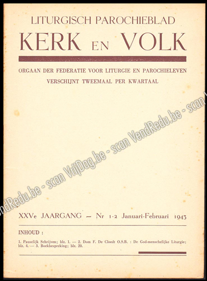Picture of Liturgisch Parochieblad Kerk en Volk. XXVe jgn 1943. 7 nrs